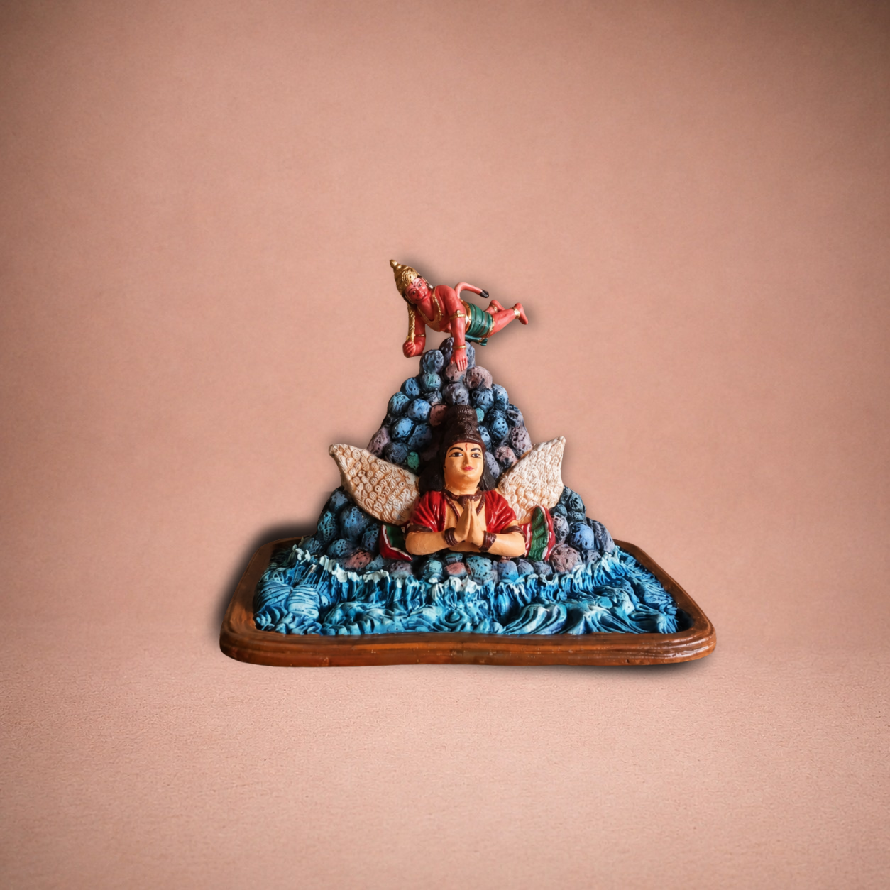 Ramayana: Hanuman and Mount Mainaka Parvatha ? Clay ? 12 Inches
