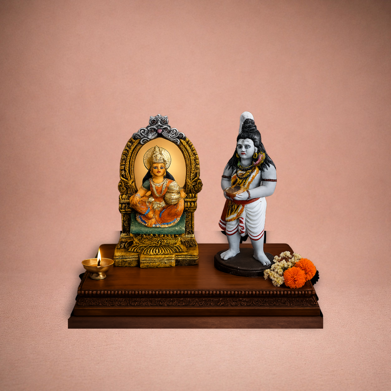Shiva Purana: Annapurna and Shiva ? Clay ? 10 & 9 Inches
